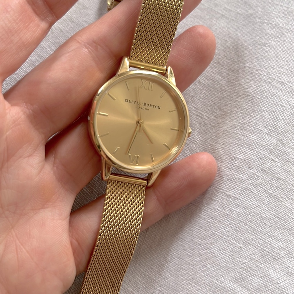 Olivia burton gold mesh strap watch